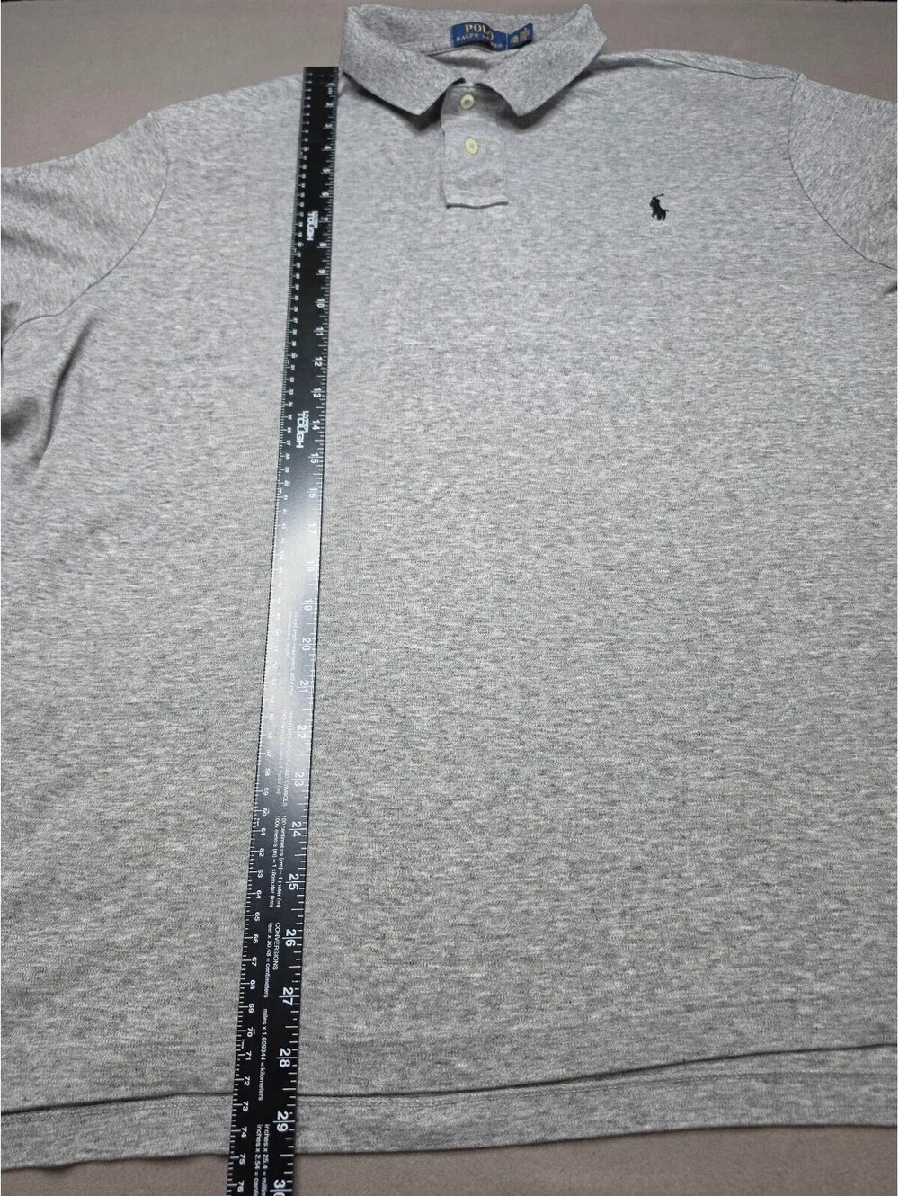 Polo Ralph Lauren Mens XXL Gray Heather Polo Shirt Black Pony 100% Cotton